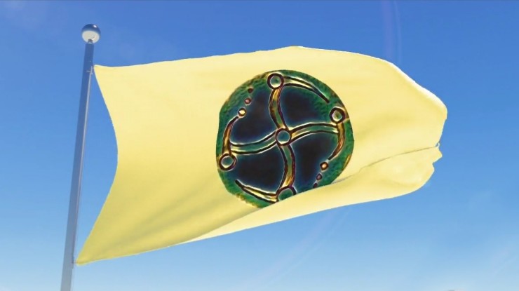 Drapeau gaulois, les quatre Uatis.