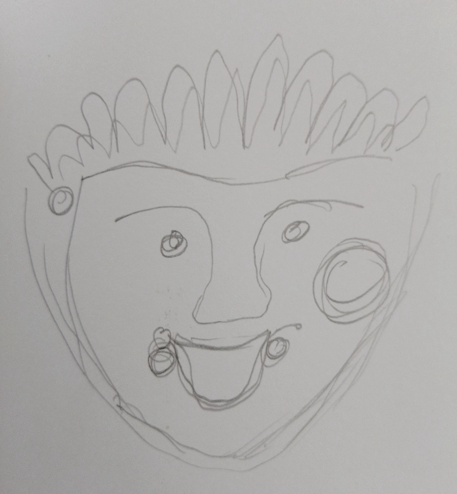 Celui-ci est identifié comme le visage de l'été, la maturité. Il faudra vérifier mais son nom serait "'Samos". Aprés vérification sur le livre des lumières....c'est le glyphe de l'innocence, constellation du visage . Chaque perle (rond) du dessin correspond à un texte spécifique décrivant ce qu'est l'innocence. De ce que j'ai pu constaté c'est le visage de grannos, le futur Teutates.