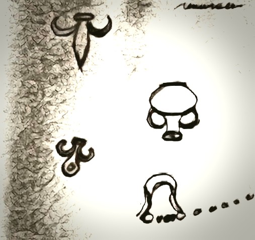 Quelqfois les glyphes gaulois sont à l'envers. Ici le lys désignant la noblesse de l'élu (symbole de la légitimité) devient contraire, c'est la perte de sa condition divine. Pour la lyre idem, elle rythme l'avancement des histoires, mais ici elle représente une fin où une dégénérescence..
