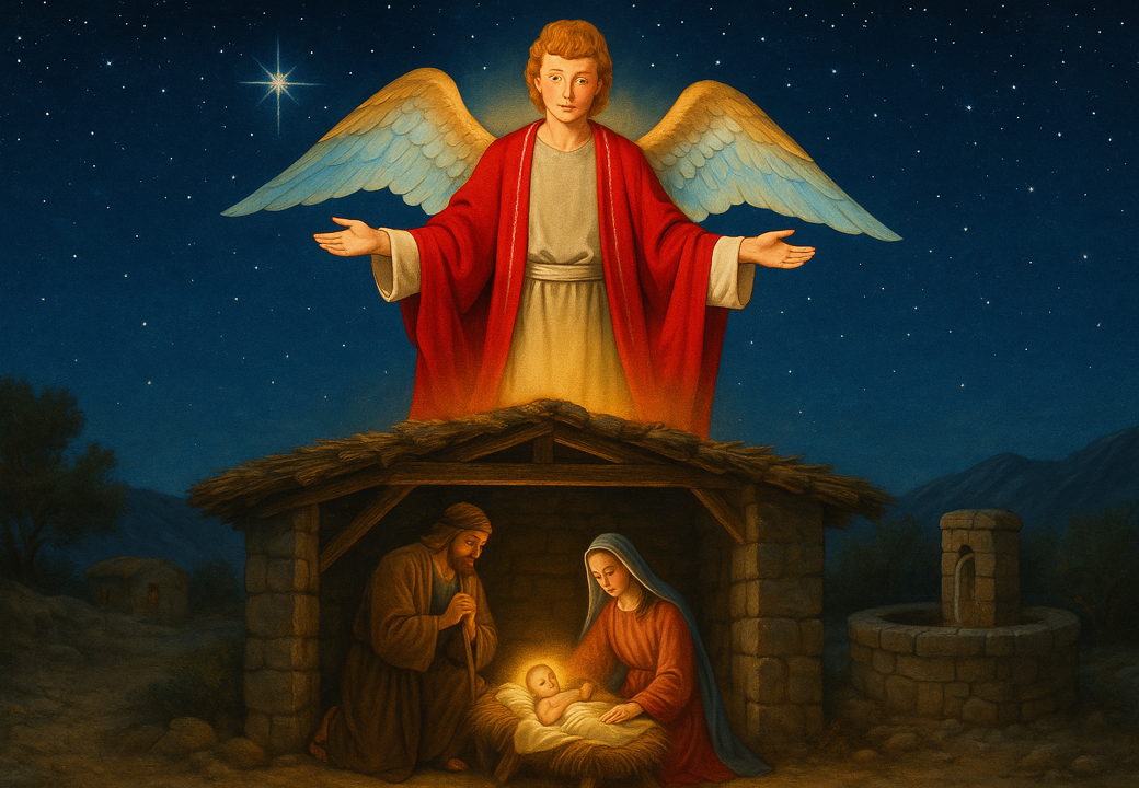 Nacimiento con Ángel Protector – Escena Monumental para Belén a Tamaño Real