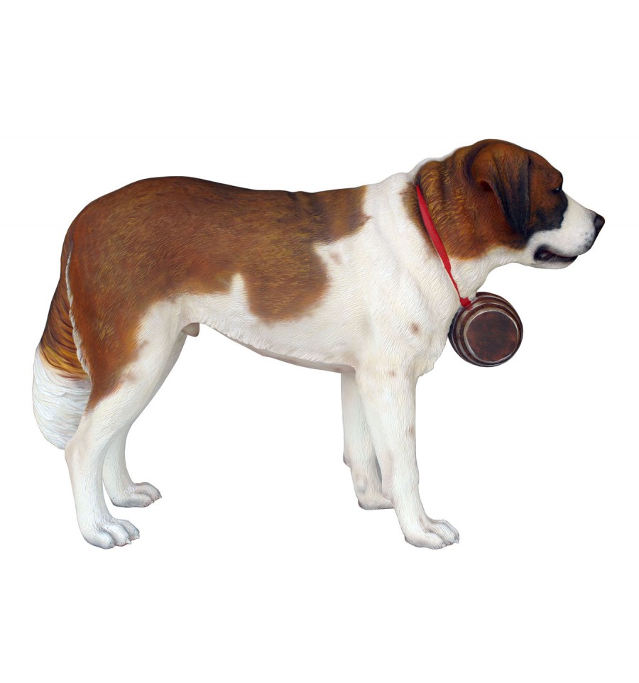 Perro San Bernardo con Barril – Figura Realista a Tamaño Real para Decoración Temática