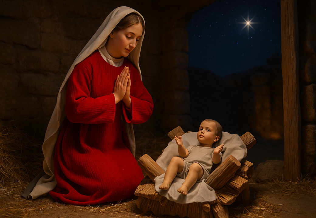 Figura de la Virgen María Orante – Escena con Movimiento para Belén a Tamaño Real