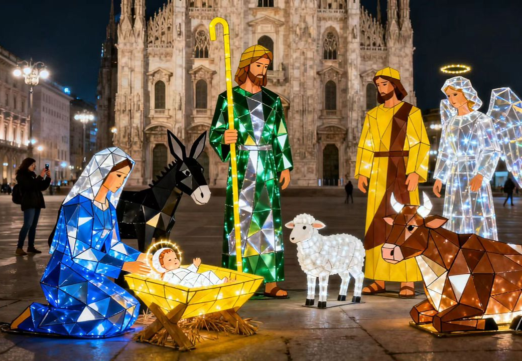 Belén luminoso sostenible: la tradición reinterpretada con luz y arte