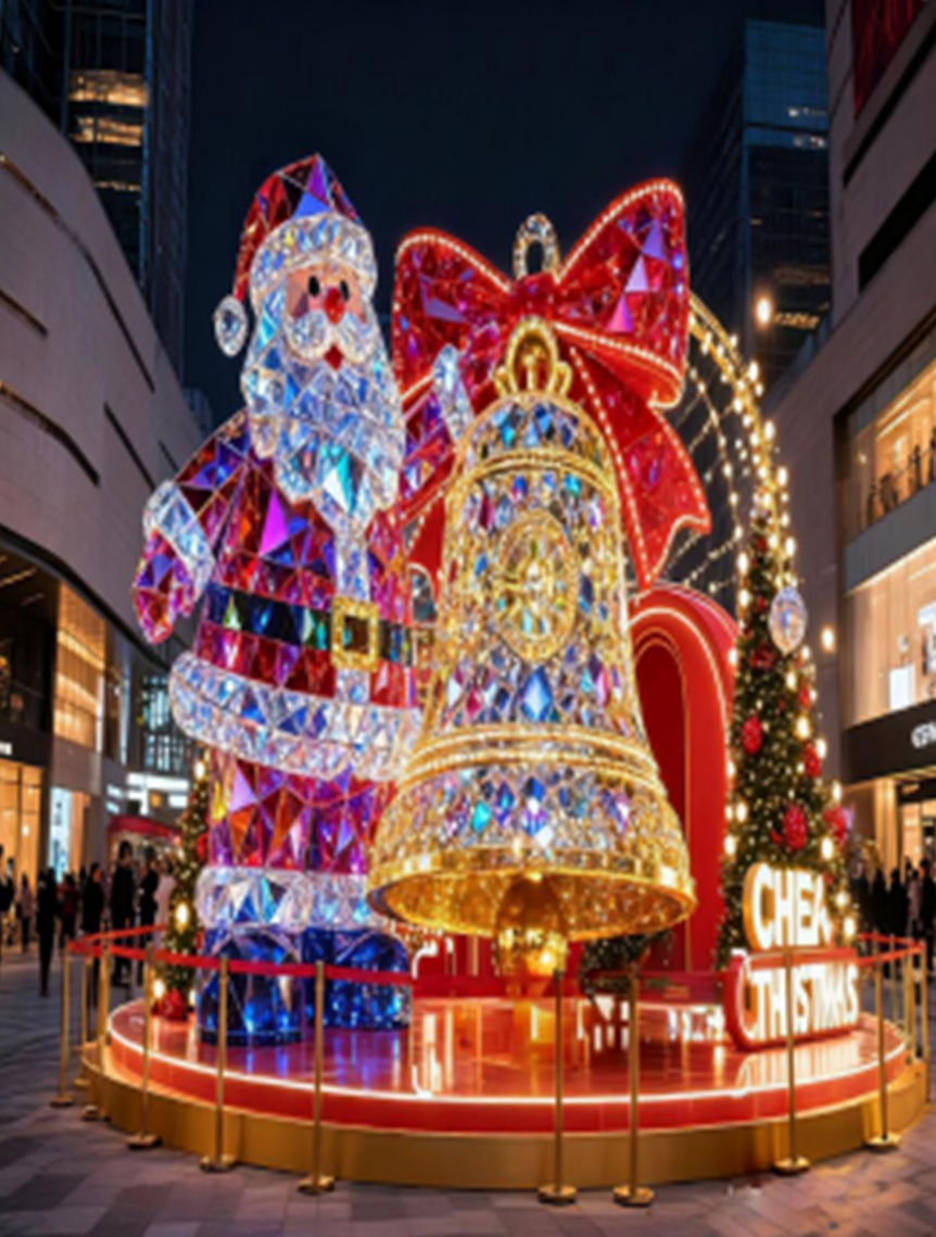 Escultura luminosa de Papá Noel: magia navideña sostenible