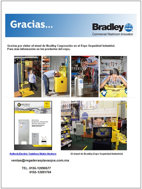 Distribuidor  de regaderas y lavaojos bradley en Mexico