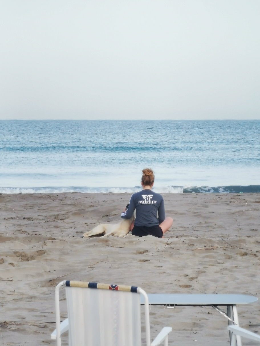 Wir bieten Dog-Yoga am Strand an. 😊