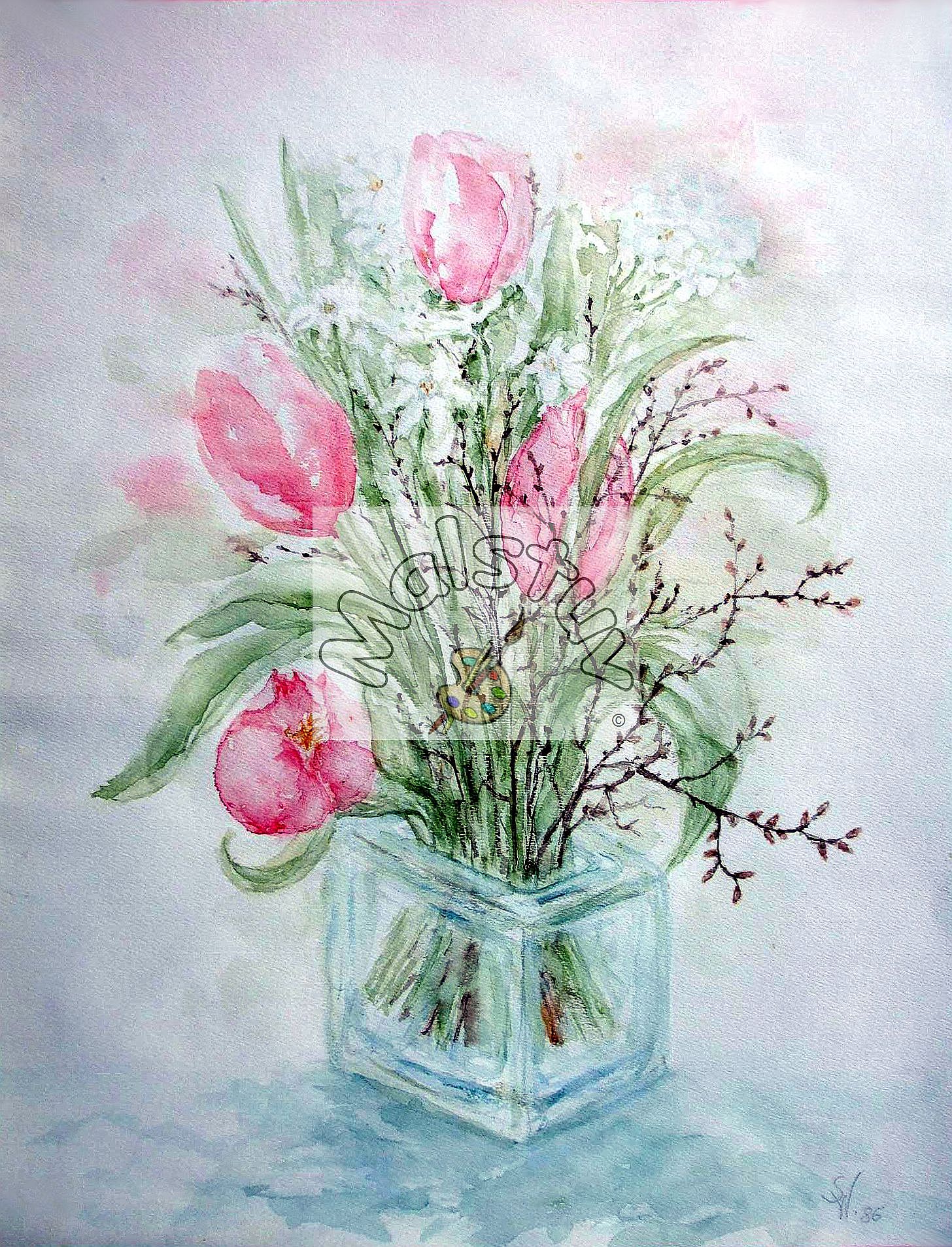 Blumen 01 - Papageientulpen in Glasvase