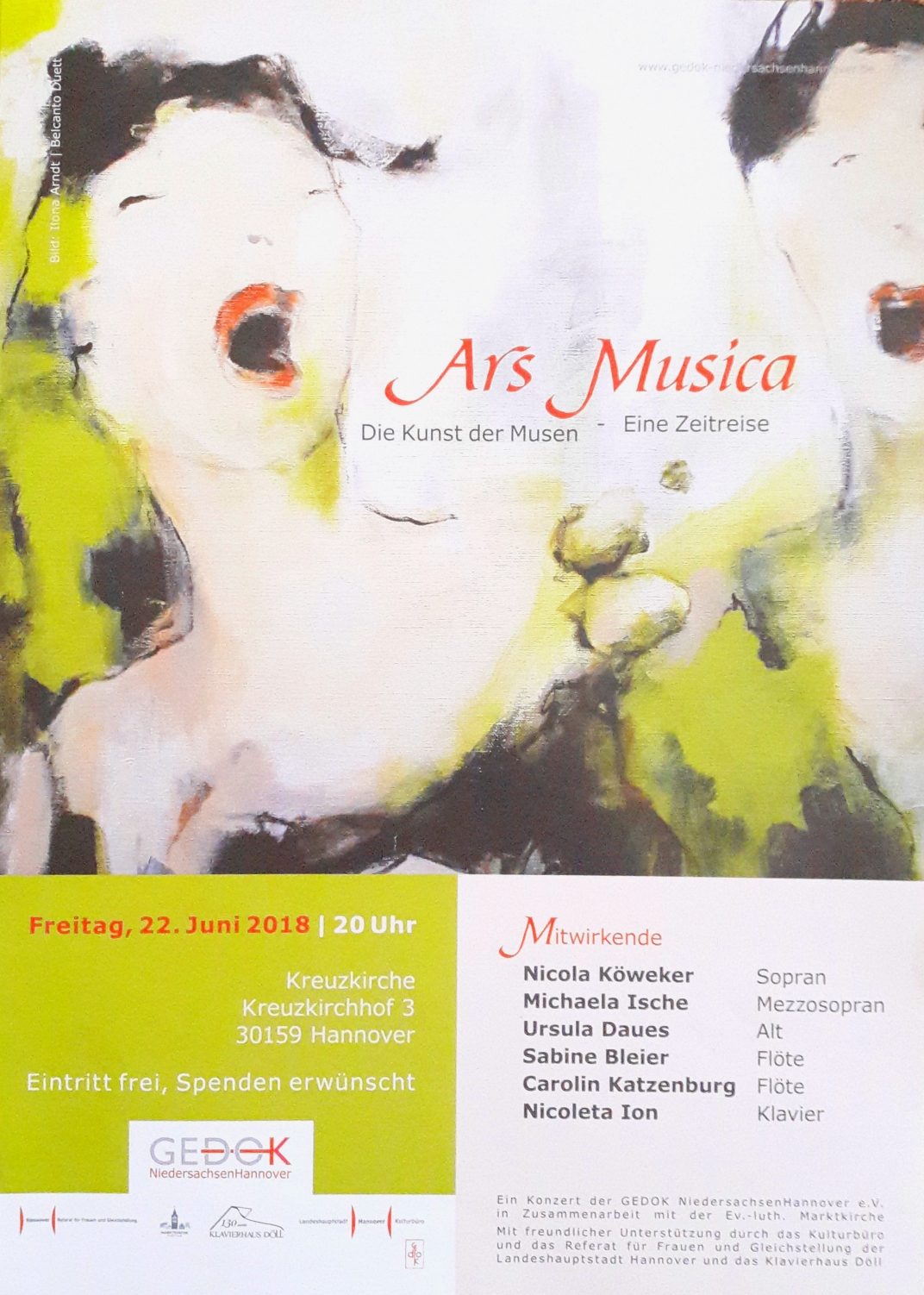 ARS MUSICA - Die Kunst der Musen - Eine Zeitreise Bild: Ilona Arndt, Plakat: Almut Ranze-Sanders