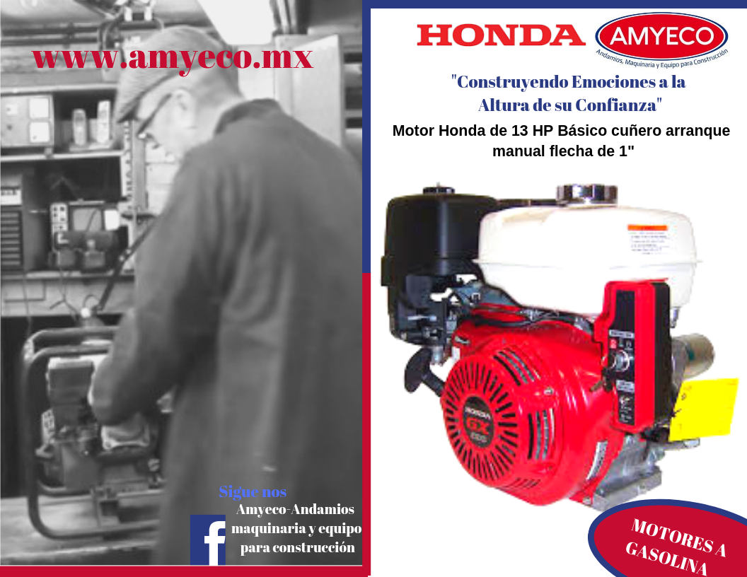 Motor Honda de 13 HP Básico cuñero arranque manual flecha de 1