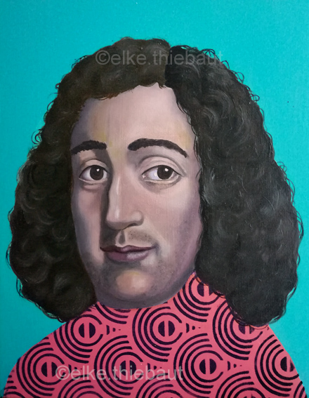 Visage 21 (Hommage à Baruch Spinoza)), acrylique et huile sur bois/acrylics and oil on wood, 40 x 30 cm, 2022