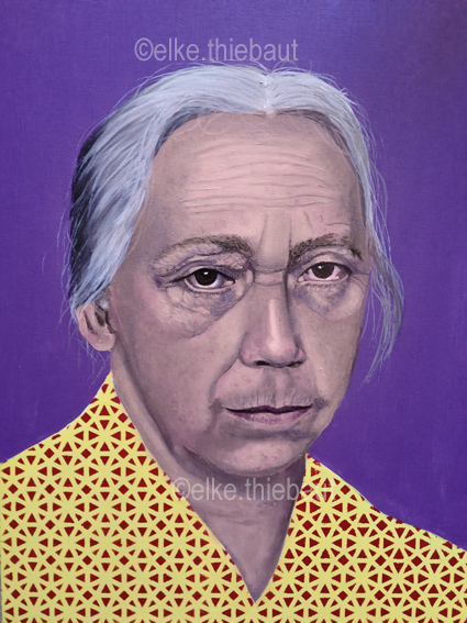 Visage 19 (Hommage à Käthe Kollwitz), acrylique et huile sur bois/acrylics and oil on wood, 40 x 30 cm, 2022