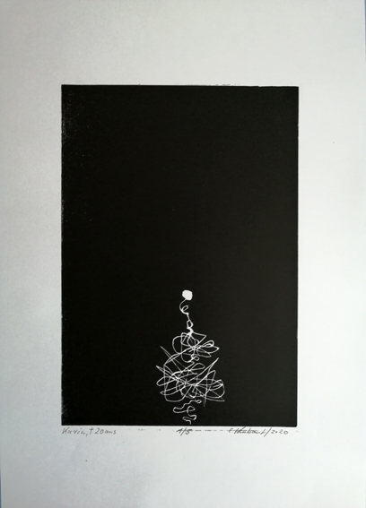 Lifelines "Karin" - Linogravure sur papier Simili Japon 130 grammes de Clairefontaine taille/size image: 21 x 30 cm taille/size papier/paper: 32,5 cm x 50 cm