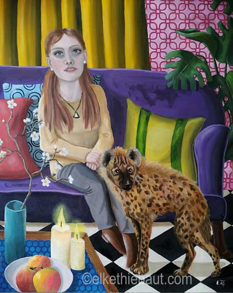 «La Vie est une Hyène», peinture acrylique et huile sur toile de lin fin, 65 x 80 cm, acrylics and oil on stretched linen, 2020