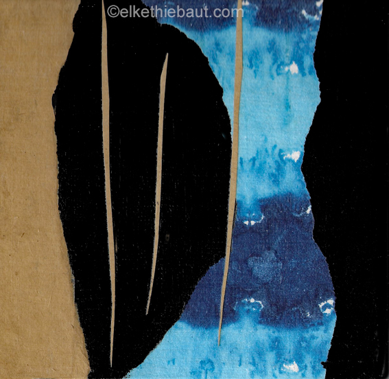 «Un, Deux, Trois», collages et acrylique sur bois, 15 c 15 cm, 2021