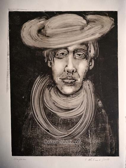 «Chapeau», Monotype sur papier Fabriano Rosaspina, 30x 40 sur papier 35 x 45 cm