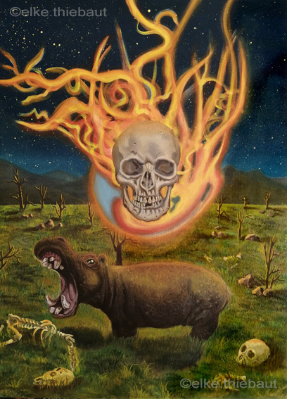 Titre/Title: «Le Nuisible», huile sur toile de lin/oil on linen, 50 x 70 cm, 2024