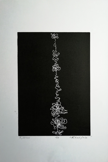 Lifelines "E." - Linogravure sur papier Simili Japon 130 grammes de Clairefontaine taille/size image: 21 x 30 cm taille/size papier/paper: 32,5 cm x 50 cm