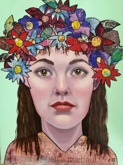 Titre/Title: «Spring», acrylique, huile et collages de papiers peints à l'acrylique, 2023