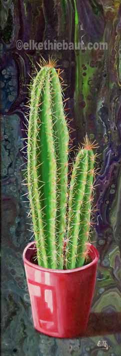 "Le Cactus", acrylique et huile sur toile de lin, 60 x 20 cm ((acrylics an oil on stretched linen), 2018