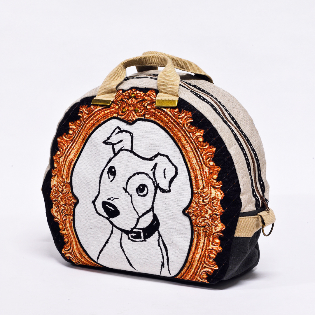 Kollektion TASCHENLIEBE 2023 - Modell: MYDOGGYBAG Handbag XL braun-kombi / Cotton-Kunstleder-Kombi