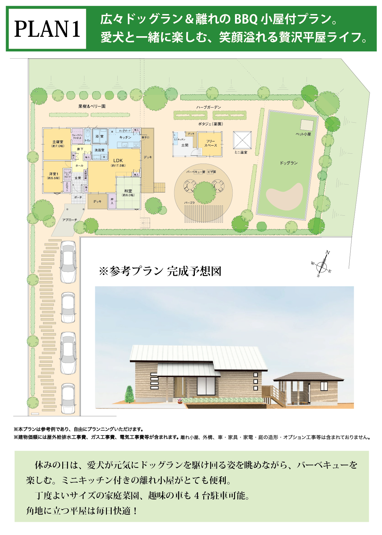 CLICKで拡大！　参考プラン1-ドッグランタイプ