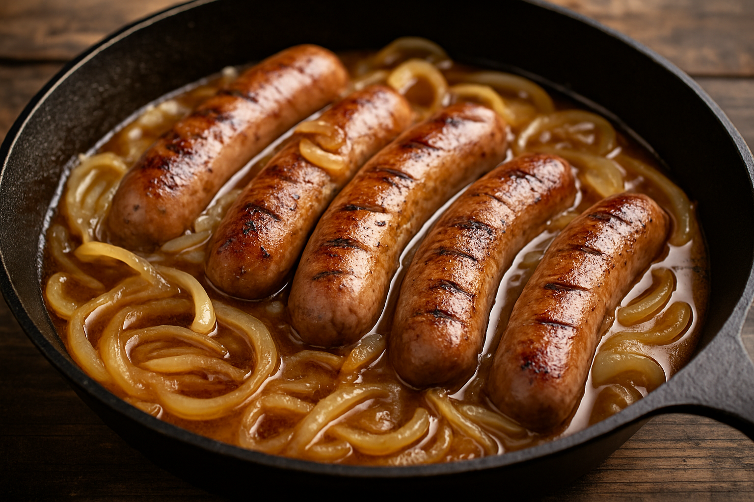 Beer Brats mit Zwiebel-Biersud – Würste, wie sie sein müssen!