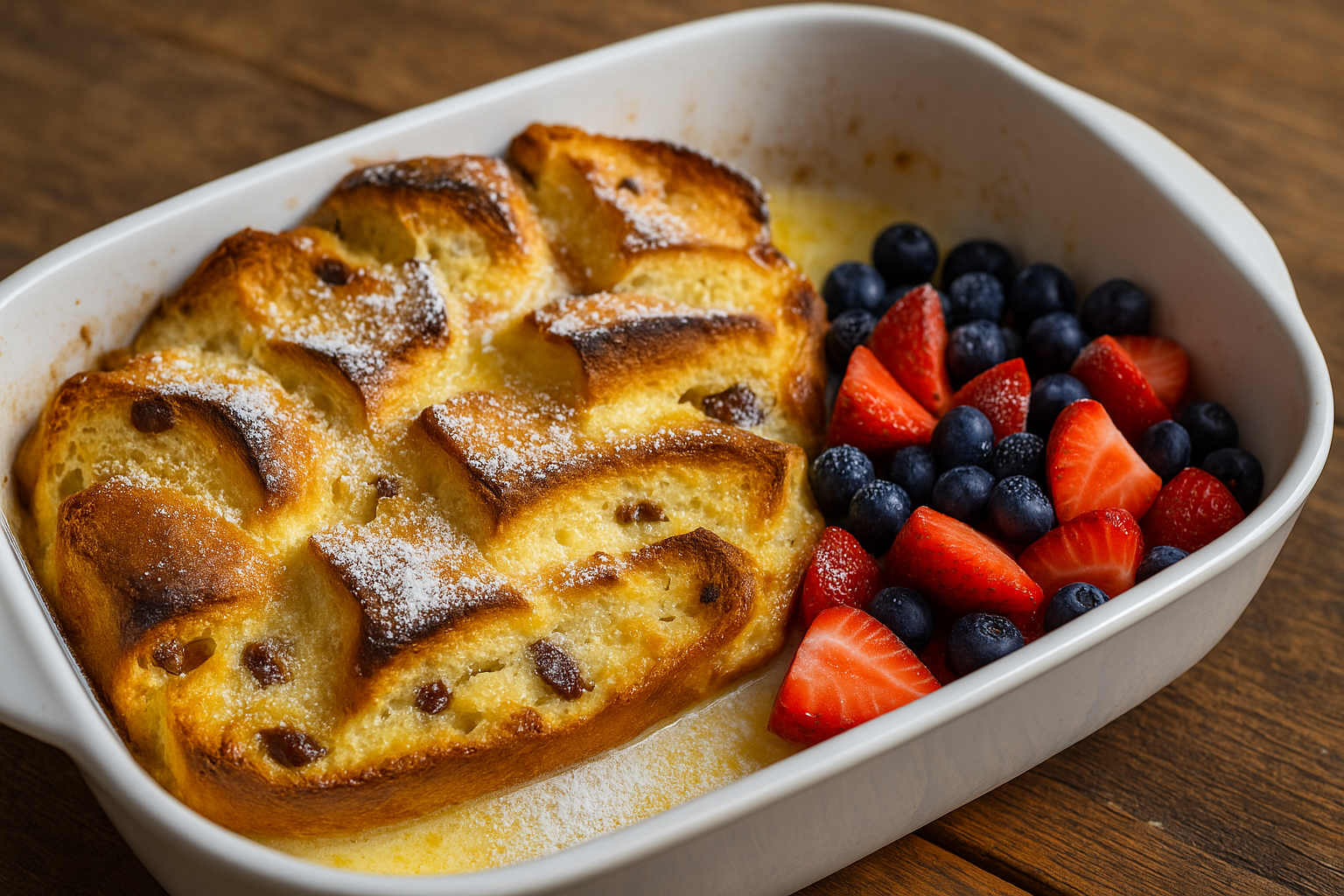 Scheiterhaufen mit Quark & Beeren – fruchtiger Ofenauflauf mit Rosinenbrot