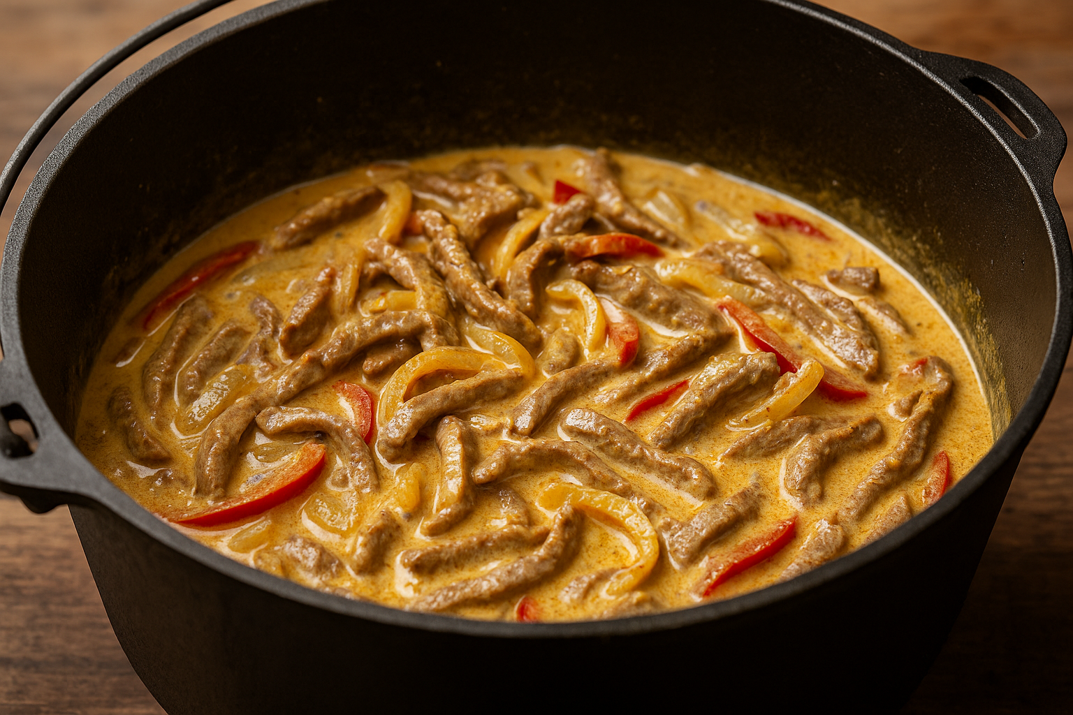 Rindergeschnetzeltes in Senfsauce aus dem Dutch Oven – Würzig. Cremig. Einfach gut.