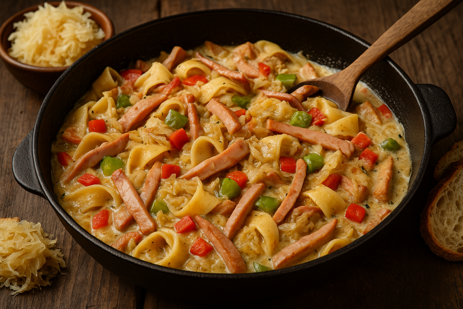 Nudel Sauerkraut Pfanne