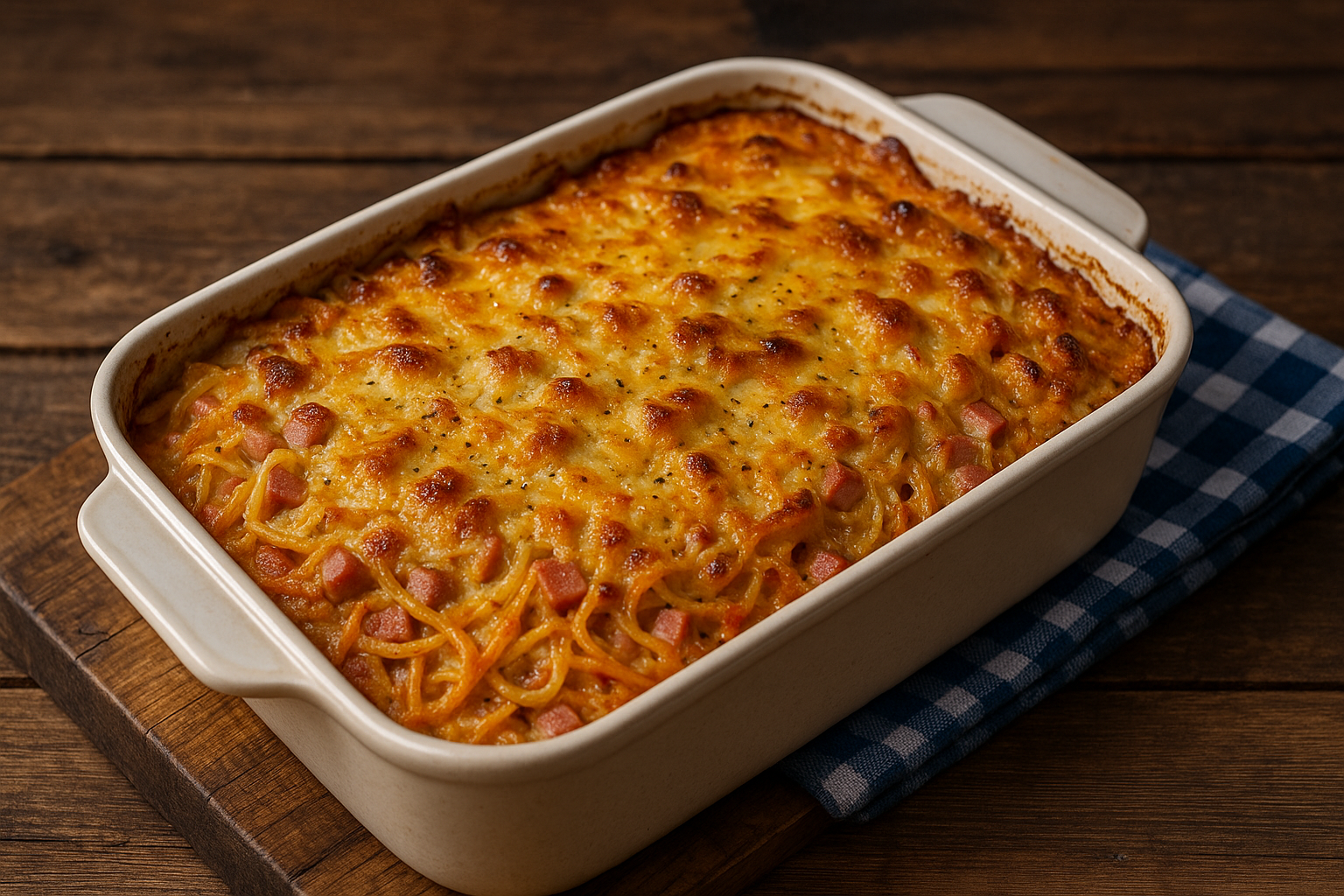 Gabelspaghetti-Leberkäse-Auflauf – herzhaft, cremig, einfach genial!