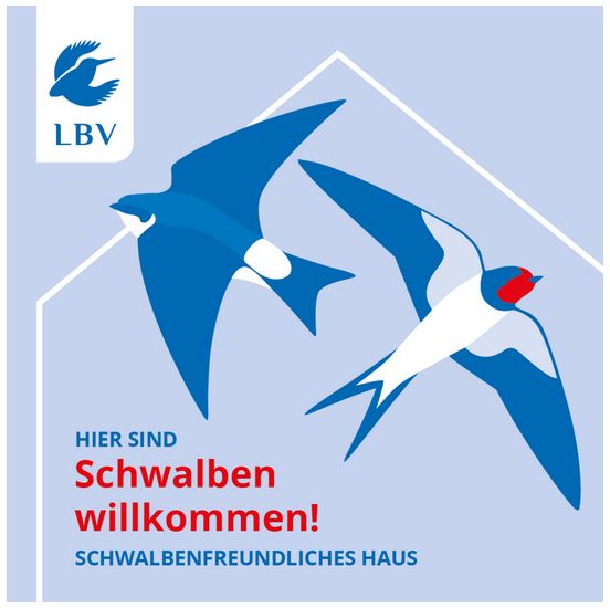 Schwalbenhausbesitzer erhalten auf Wunsch das Schild "Schwalben willkommen!"