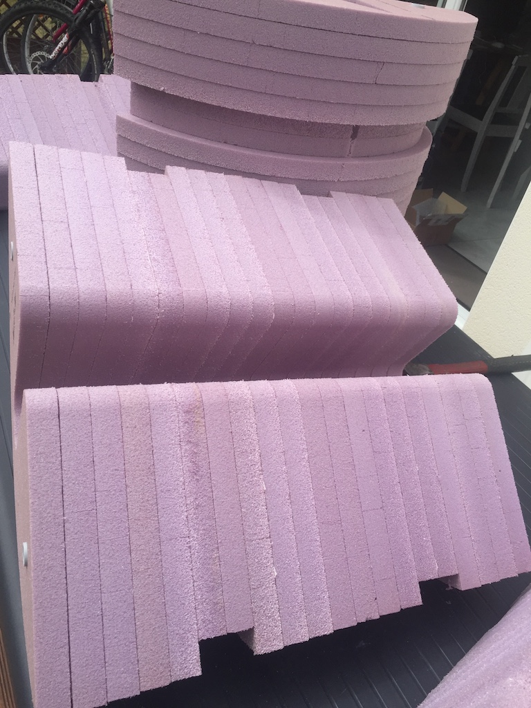 Foam blocks before sanding & layers of carbon