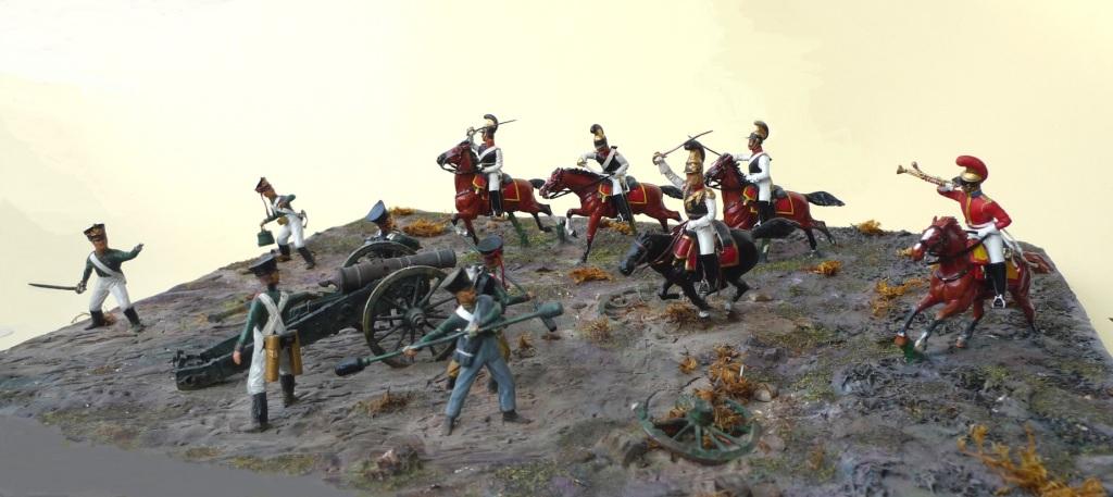                                       Sachsons Regimet Leib-Cuirassier-Garde in attak an russian Guard Artillery near Wachau, south of Leipzig, at 16th October 1813. 