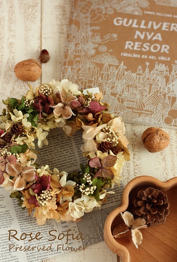 紫陽花リース  19x19  ¥5,000(税込) ※お好きな色で作れます