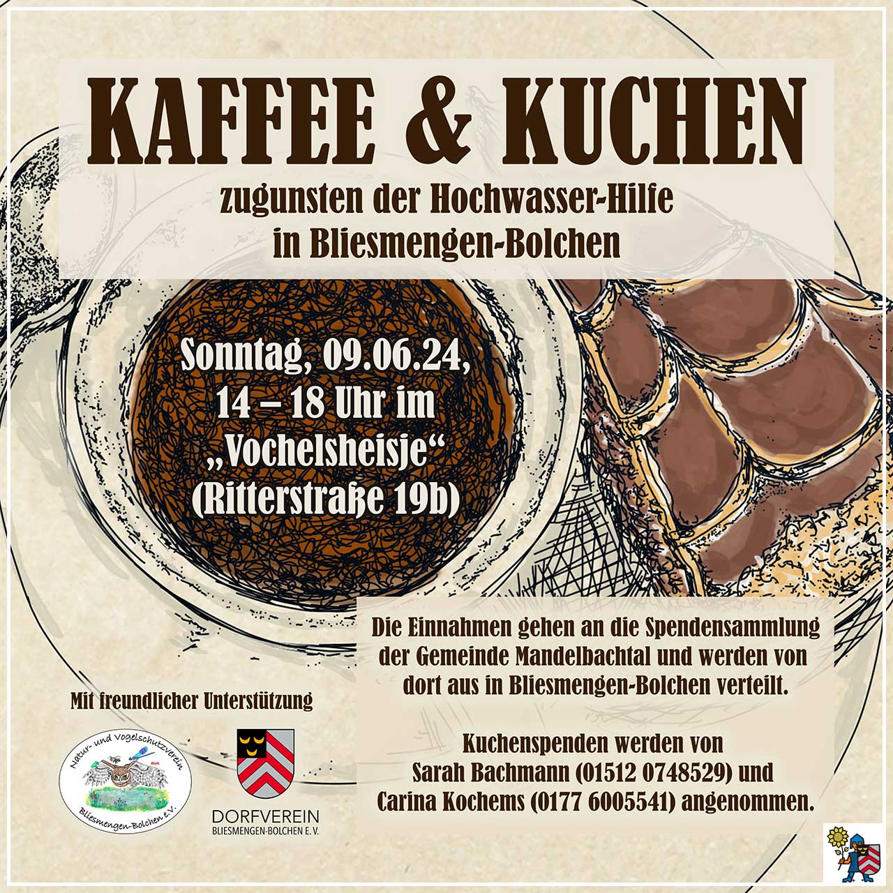 Kaffee & Kuchen zugunsten der Hochwasser-Hilfe in Bliesmengen-Bolchen