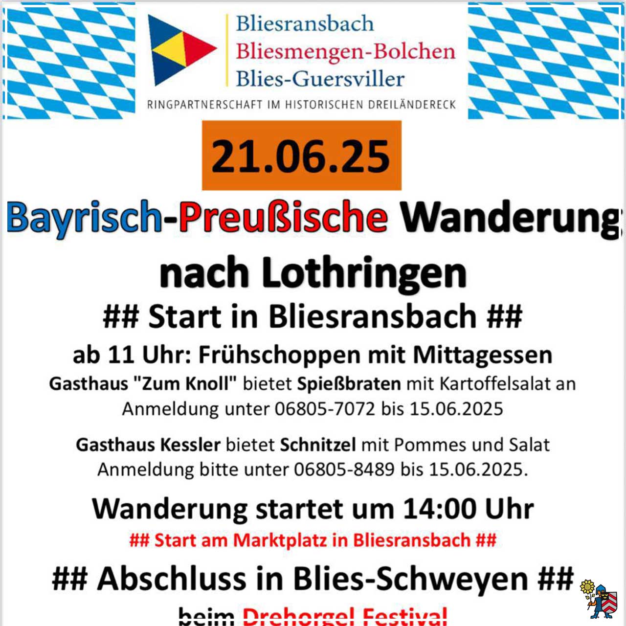Bayrisch-Preußische Wanderung und Drehorgel-Festival am 21. Juni 2025
