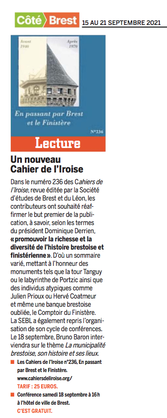 Côté Brest, semaine du 15 sept. 2021