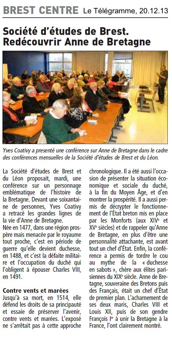 Le Télégramme, 20 décembre 2013