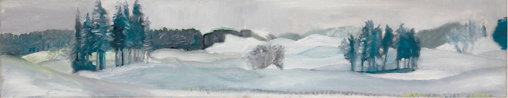 Dorothea Schrade, Drumlinland im Schnee, 2011, Öl auf Leinwand, 20 x 100 cm