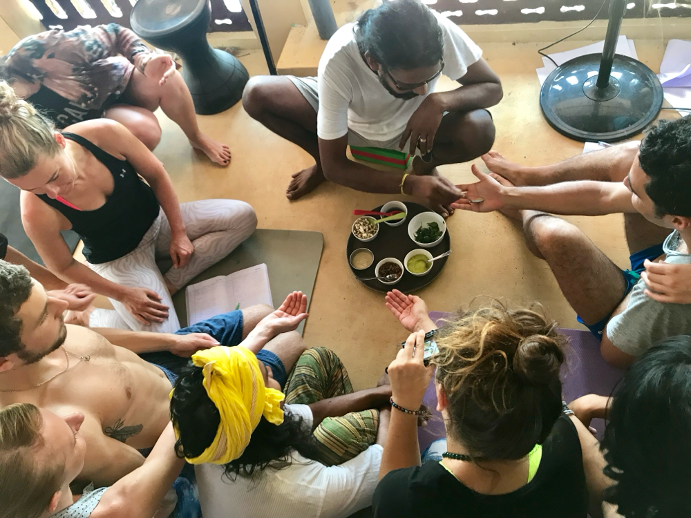 Ayurveda-Lehre während des YTT, Varkala, India 