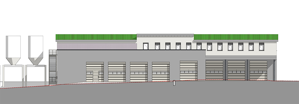 Neubau Bauhof Odenthal, Ansicht Süd