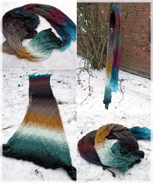 Stola im Rautenajourmuster aus dem Farbwirbel "Colours of Nature" 1000m / Anleitung kostenfrei bei ravelry unter: 32-stola-im-rautenajourmuster-mit-fransen