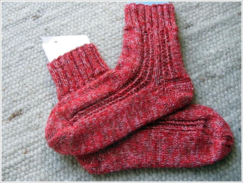 Socken Gr. 39 / Wolle: "Lipstick" / Verbrauch 77g