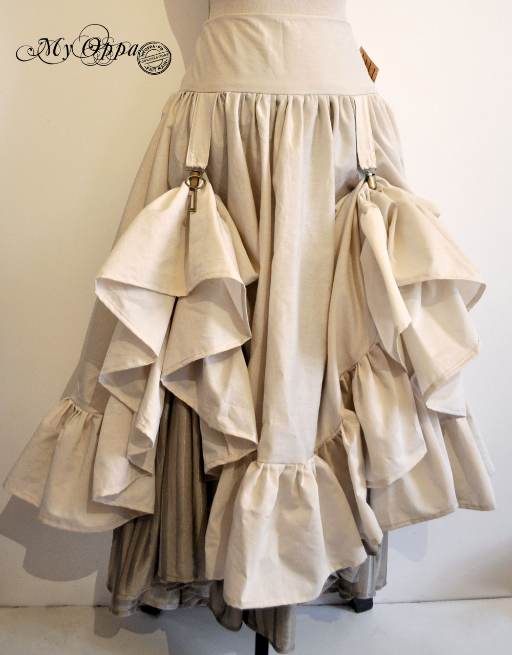 My Oppa creation jupe longue mariage relevée Steampunk boheme victorien medieval danse spectacle, wedding Skirt Bohemian Victorian Dance Show