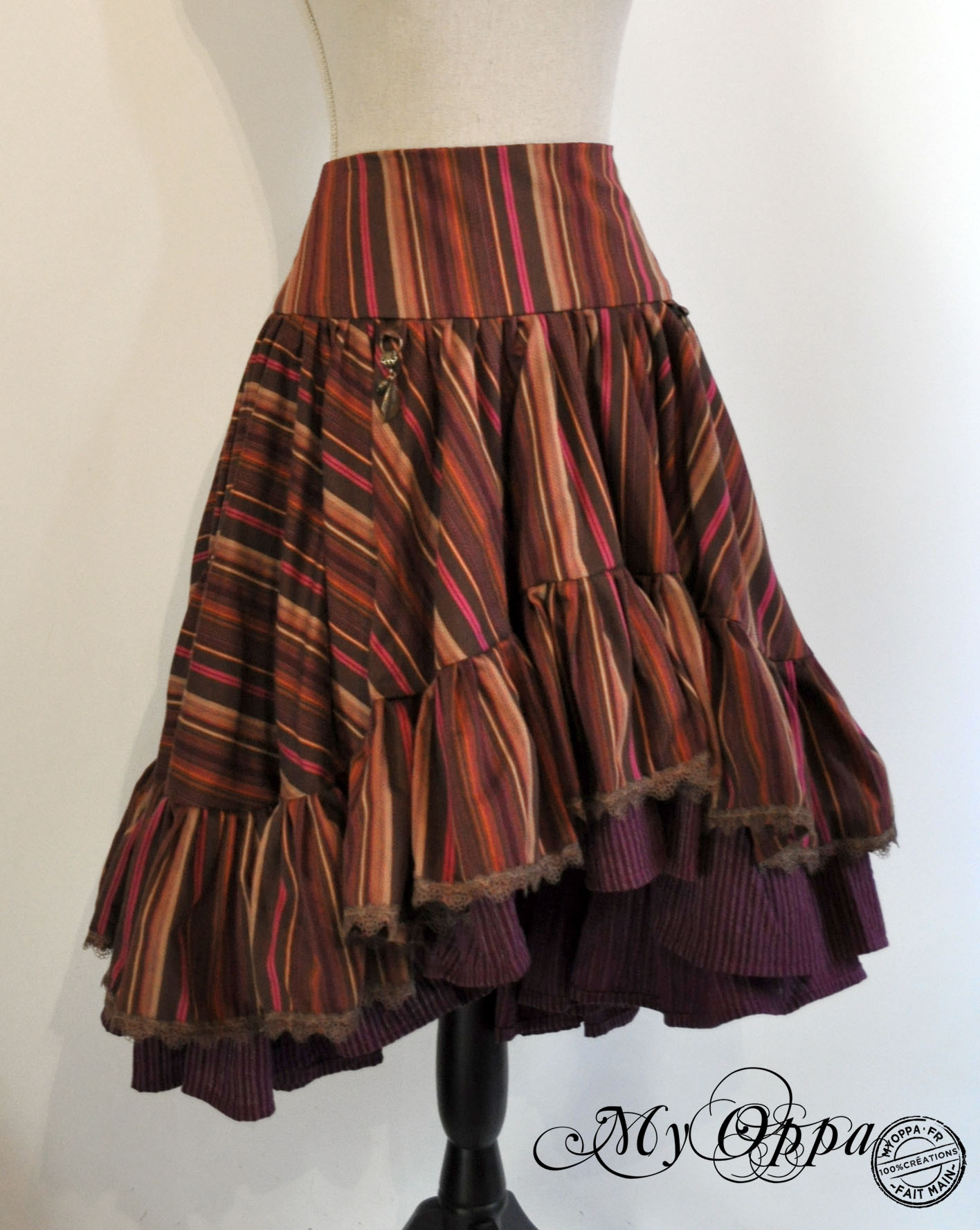 Jupe steampunk violet longue volants My Oppa