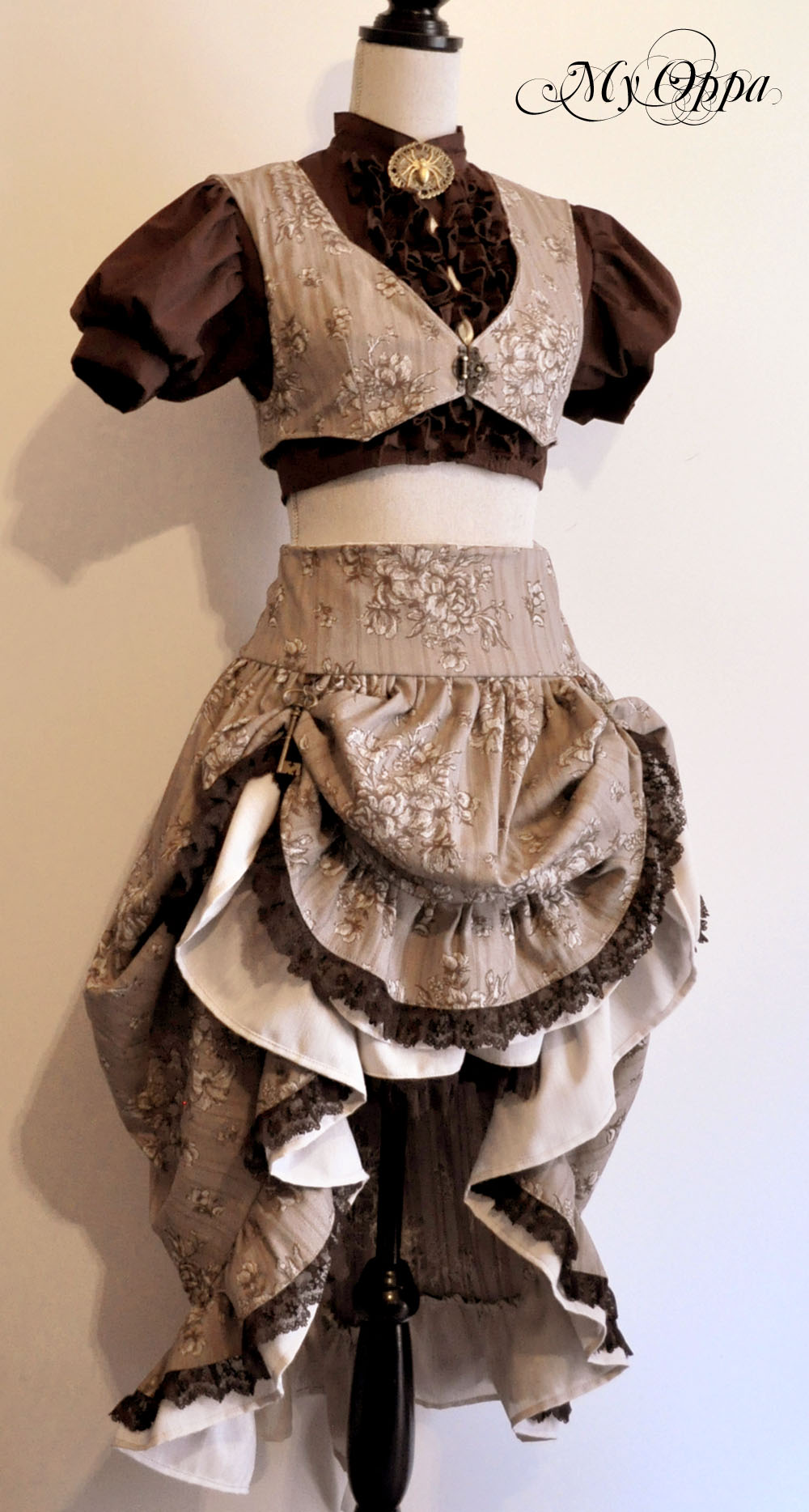 creation jupe steampunk skirt my oppa flowers