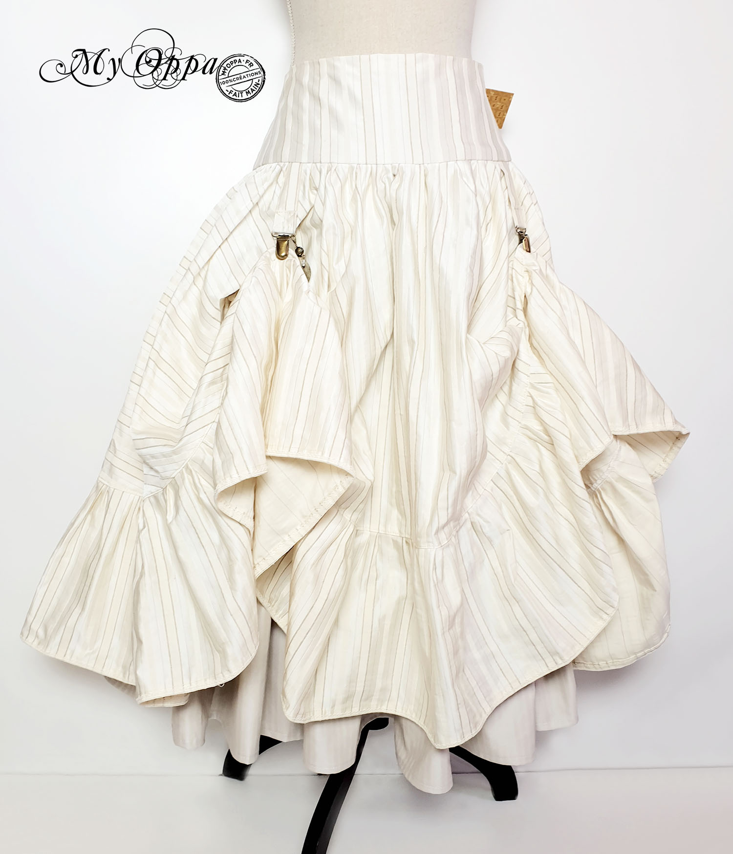 creation my oppa jupe blanche steampunk rayée clothes skirt