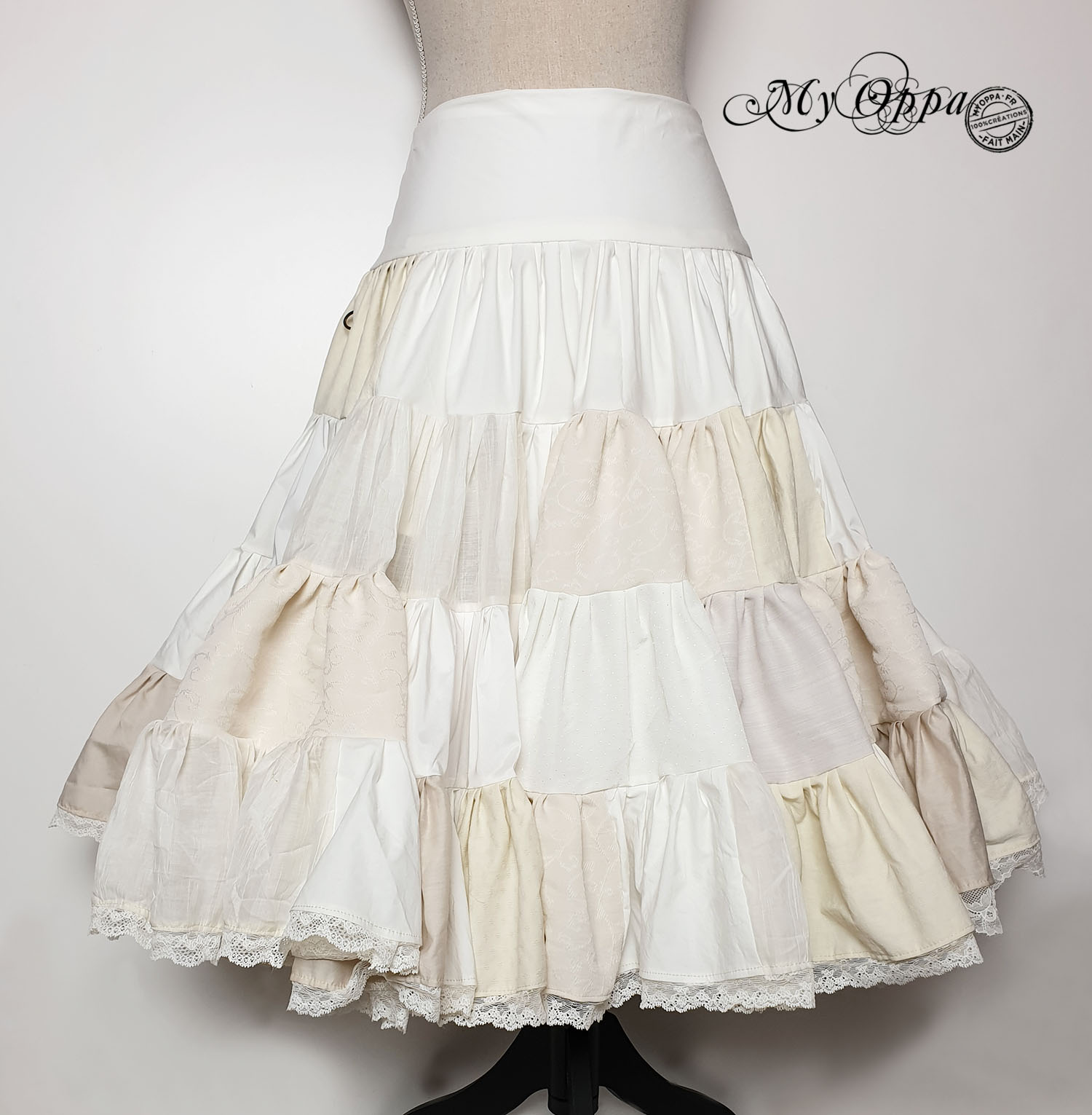 creation my oppa skirt white blanche jupe steampunk boho boheme longue