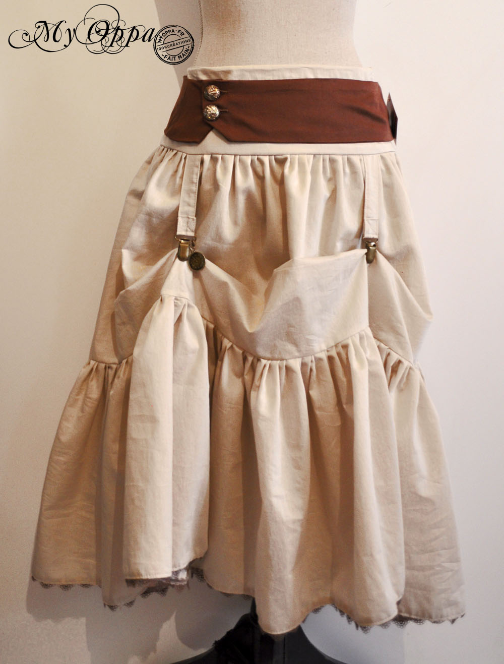 My Oppa creation jupe longue mariage relevée Steampunk boheme victorien medieval danse spectacle, wedding Skirt Bohemian Victorian Dance Show