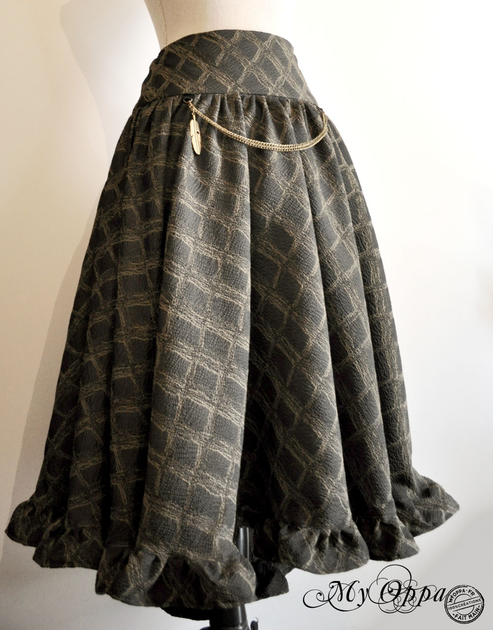 creation my oppa steampunk green long skirt jupe vêtement